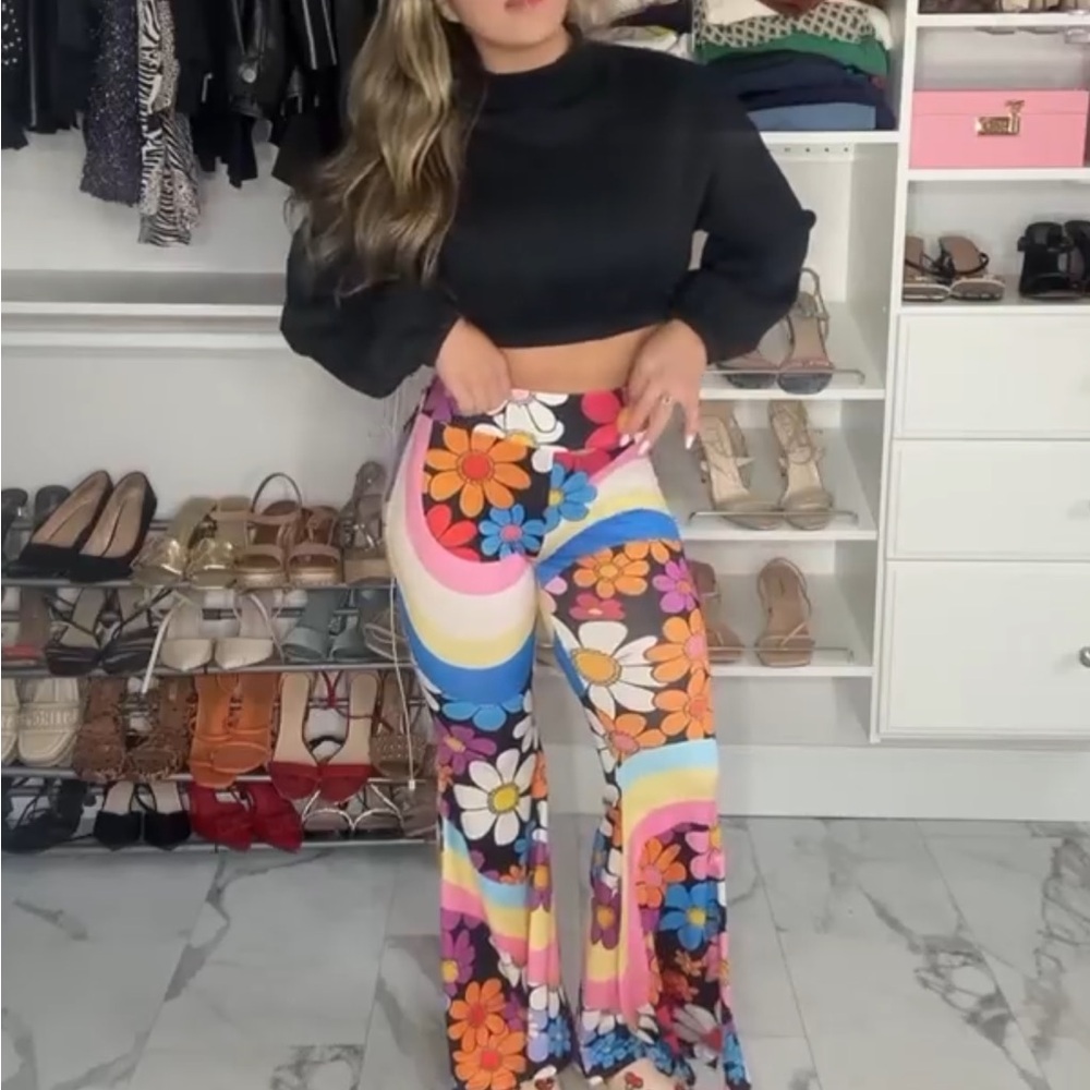 🆕 Bellbottoms Flare Pants 70’s Flower Power Rainbow Psychedelic Peace Hippie 2X